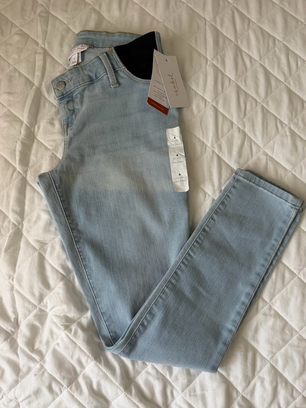 Isabel Maternity  Woman’s Skinny Jeans Light Wash Under Belly Stretch Size 4